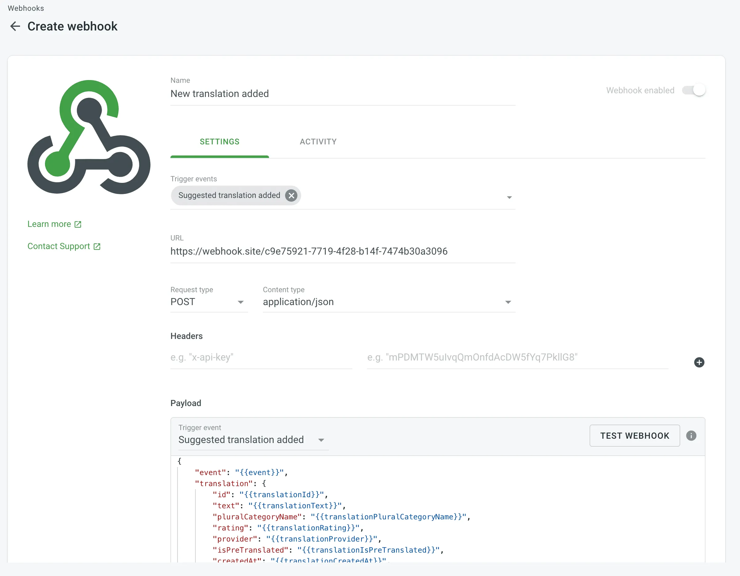 Webhook hinzufügen
